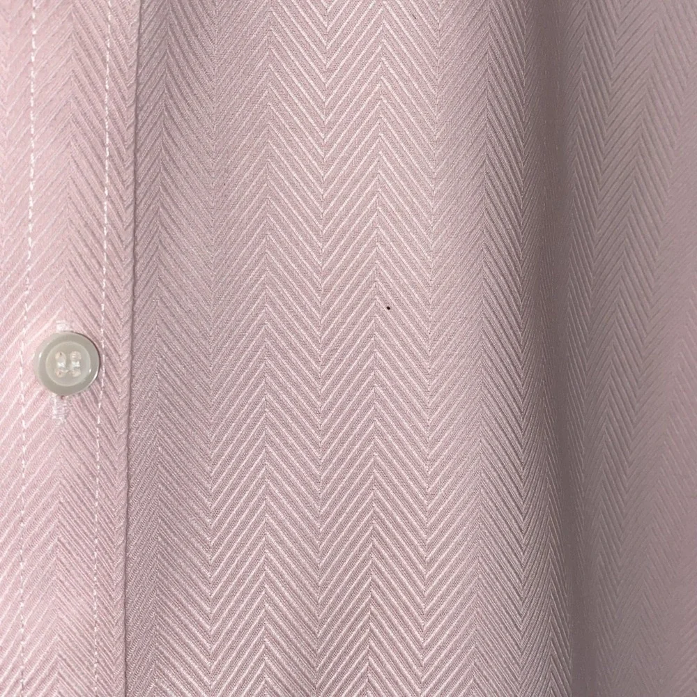 Liz Claiborne Non Iron Blouse Size 14 Pink Cotton‎ Long Sleeve Button-Up Top